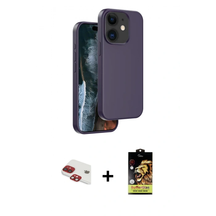 MARSİLYAN™- iPhone 11 Kılıf Kıvılcım Çizgi Serisi - Siyah Buffer Cam Ekran Koruyucu + Pers Alüminyum Kamera Lens - KI