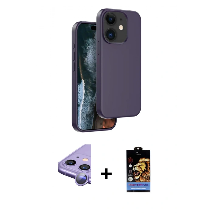 MARSİLYAN™- iPhone 11 Kılıf Kıvılcım Çizgi Serisi - Siyah Buffer Hayalet Cam Ekran Koruyucu + Raze Metal Kamera Lens - MR