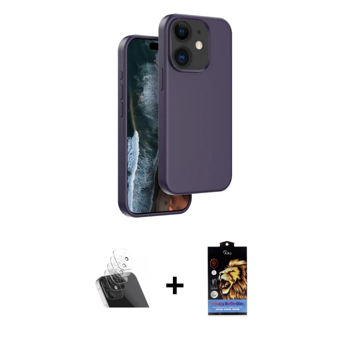MARSİLYAN™- iPhone 11 Kılıf Kıvılcım Çizgi Serisi - Siyah Buffer Hayalet Cam Ekran Koruyucu + Kamera Lens Koruma Cam - SF