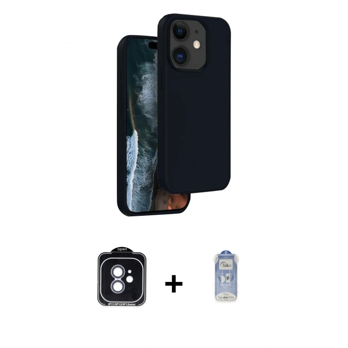 MARSİLYAN™- iPhone 11 Kılıf Kıvılcım Çizgi Serisi - Siyah Joko Magic 5D Cam + PVD Metal Kamera Lens - MI
