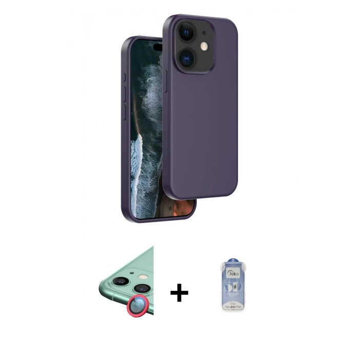 MARSİLYAN™- iPhone 11 Kılıf Kıvılcım Çizgi Serisi - Siyah Joko Magic 5D Cam + Raze Metal Kamera Lens - KI