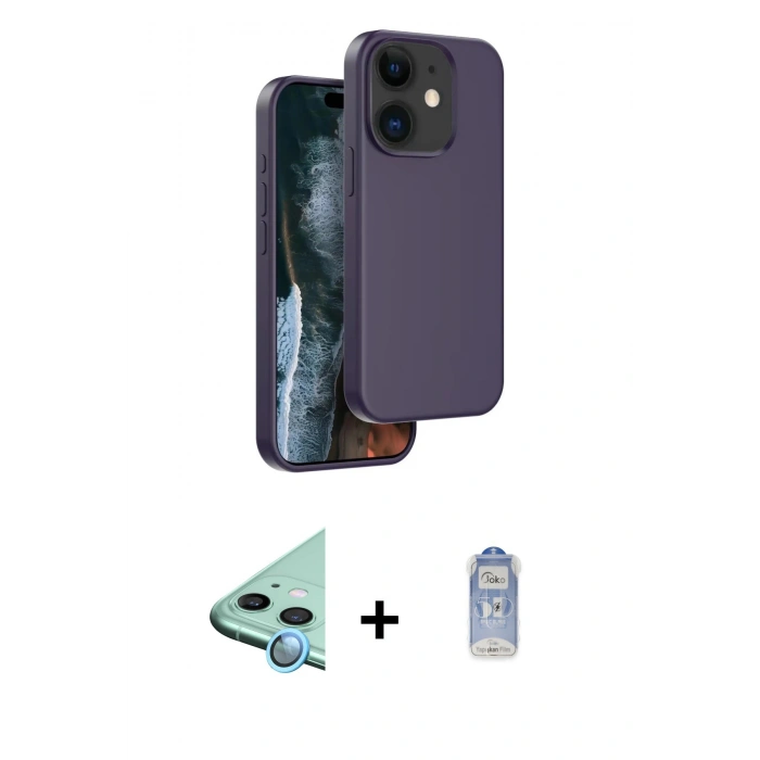 MARSİLYAN™- iPhone 11 Kılıf Kıvılcım Çizgi Serisi - Siyah Joko Magic 5D Cam + Raze Metal Kamera Lens - MI