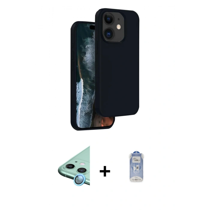 MARSİLYAN™- iPhone 11 Kılıf Kıvılcım Çizgi Serisi - Siyah Joko Magic 5D Cam + Raze Metal Kamera Lens - MI