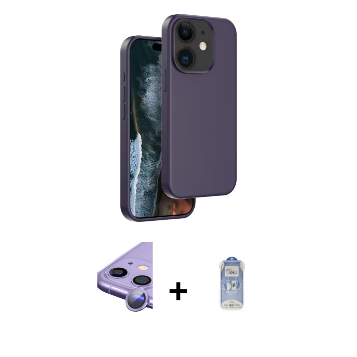 MARSİLYAN™- iPhone 11 Kılıf Kıvılcım Çizgi Serisi - Siyah Joko Magic 5D Cam + Raze Metal Kamera Lens - MR