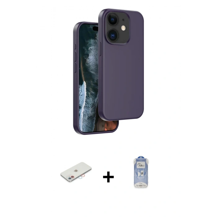 MARSİLYAN™- iPhone 11 Kılıf Kıvılcım Çizgi Serisi - Siyah Joko Magic 5D Cam + Renkli Kamera Lens Koruma Cam - PE