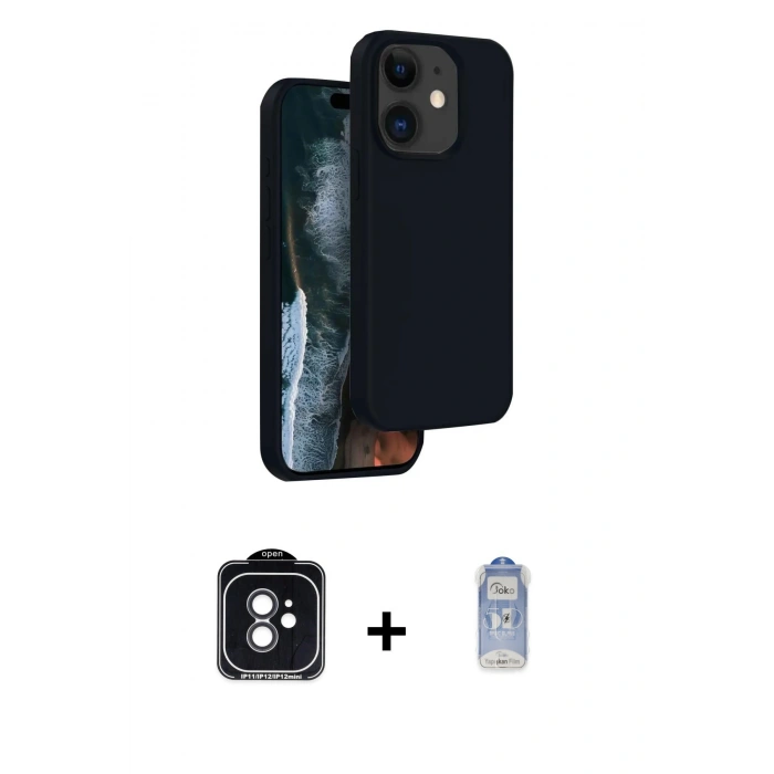 MARSİLYAN™- iPhone 11 Kılıf Kıvılcım Çizgi Serisi - Siyah Joko Magic 5D Cam + PVD Metal Kamera Lens - SH