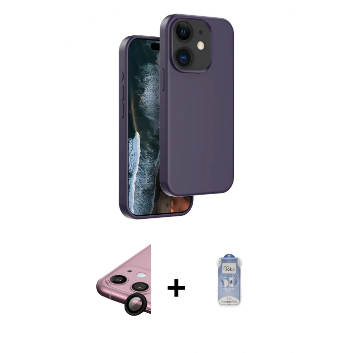 MARSİLYAN™- iPhone 11 Kılıf Kıvılcım Çizgi Serisi - Siyah Joko Magic 5D Cam + Raze Metal Kamera Lens - SH