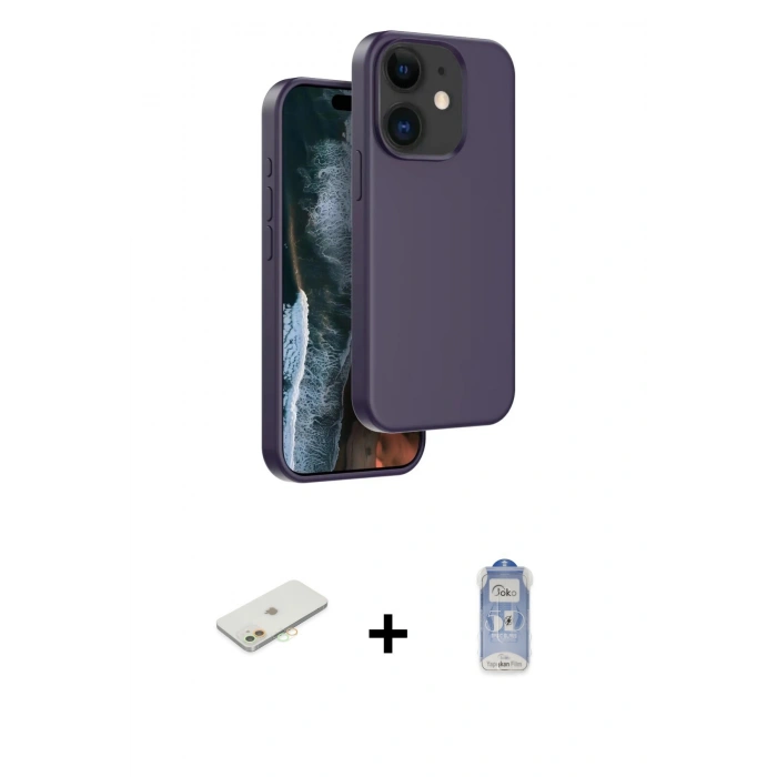 MARSİLYAN™- iPhone 11 Kılıf Kıvılcım Çizgi Serisi - Siyah Joko Magic 5D Cam + Renkli Kamera Lens Koruma Cam - TU