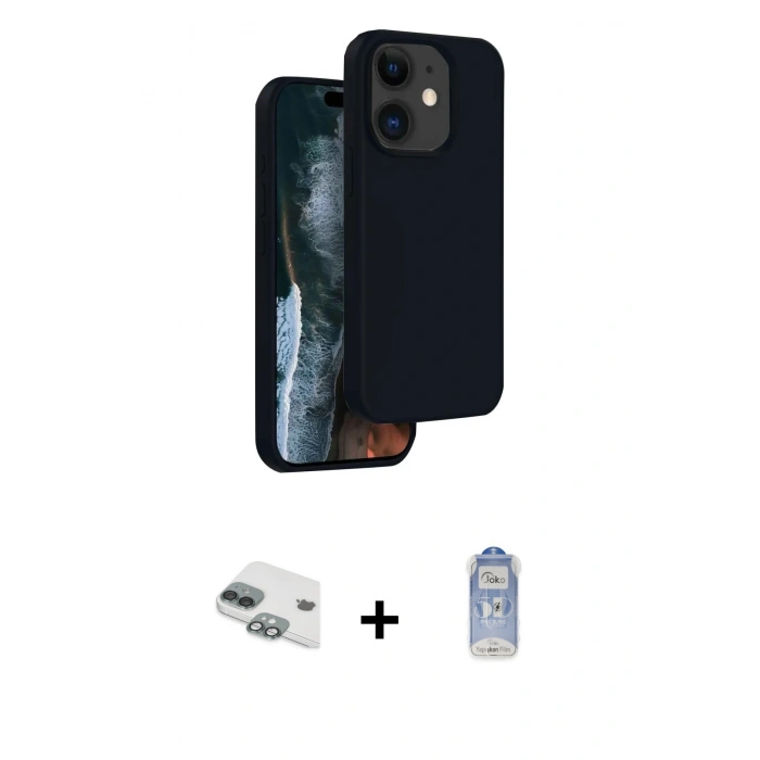 MARSİLYAN™- iPhone 11 Kılıf Kıvılcım Çizgi Serisi - Siyah Joko Magic 5D Cam + Pers Alüminyum Kamera Lens - YL
