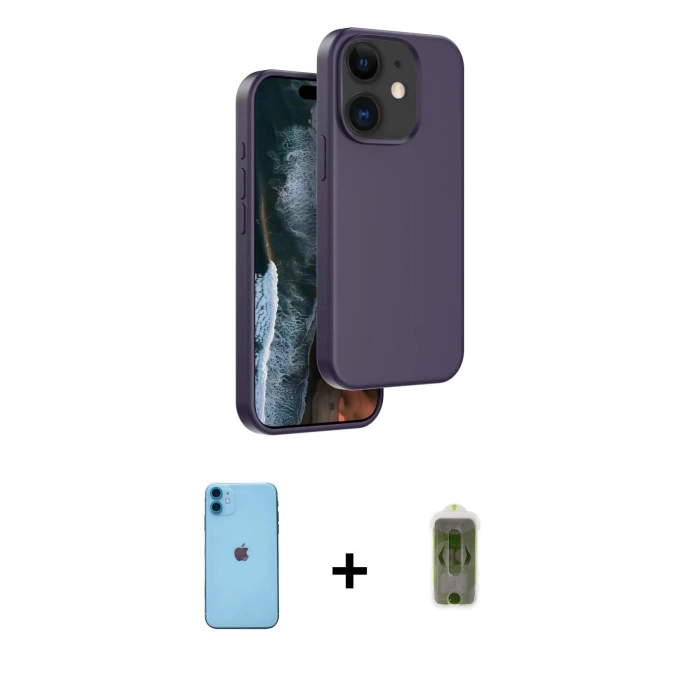 MARSİLYAN™- iPhone 11 Kılıf Kıvılcım Çizgi Serisi - Siyah Joko Magic 5D Hayalet Cam + Neon Fosforlu Kamera Lens - MI