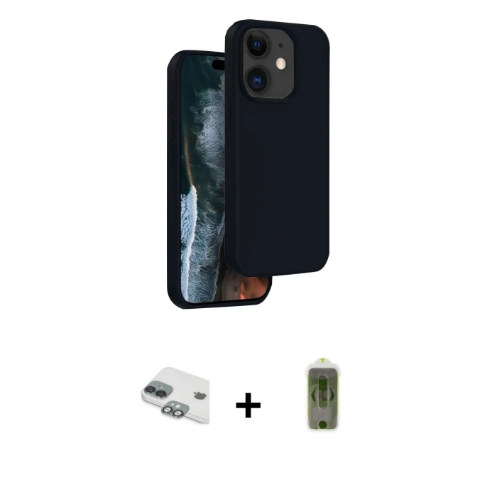 MARSİLYAN™- iPhone 11 Kılıf Kıvılcım Çizgi Serisi - Siyah Joko Magic 5D Hayalet Cam + Pers Alüminyum Kamera Lens - YL