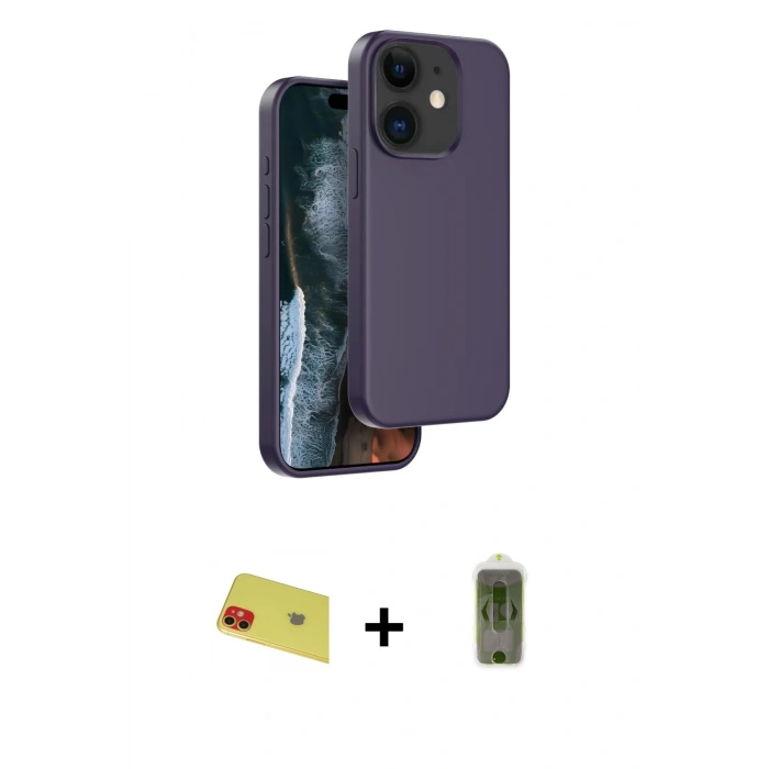 MARSİLYAN™- iPhone 11 Kılıf Kıvılcım Çizgi Serisi - Siyah Joko Magic 5D Hayalet Cam + Rainbow Kamera Lens Koruma Cam - KI