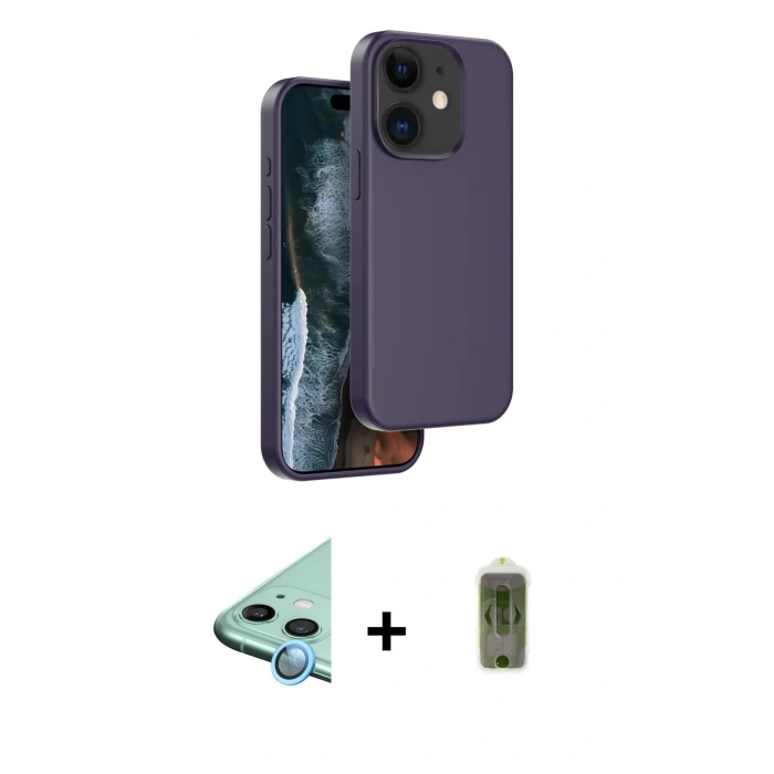 MARSİLYAN™- iPhone 11 Kılıf Kıvılcım Çizgi Serisi - Siyah Joko Magic 5D Hayalet Cam + Raze Metal Kamera Lens - MI