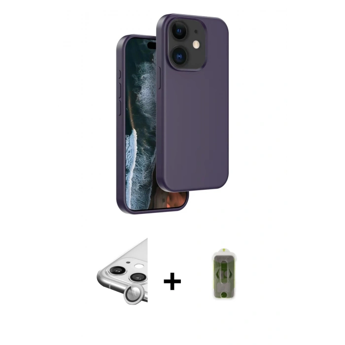 MARSİLYAN™- iPhone 11 Kılıf Kıvılcım Çizgi Serisi - Siyah Joko Magic 5D Hayalet Cam + Raze Metal Kamera Lens - GS