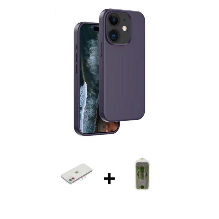 MARSİLYAN™- iPhone 11 Kılıf Kıvılcım Çizgi Serisi - Siyah Joko Magic 5D Hayalet Cam + Renkli Kamera Lens Koruma Cam - PE