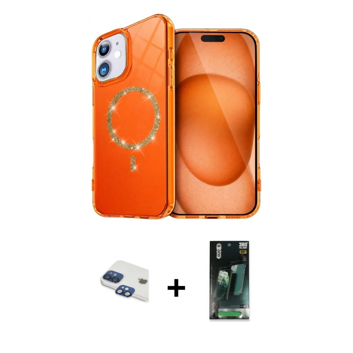 MARSİLYAN™- iPhone 11 Kılıf Kıvılcım Form Prime - Şeffaf 360 Full Body Arka Koruyucu + Pers Alüminyum Kamera Lens - LT