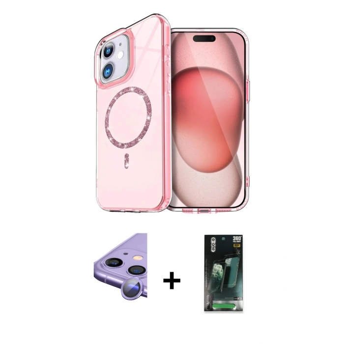MARSİLYAN™- iPhone 11 Kılıf Kıvılcım Form Prime - Şeffaf 360 Full Body Arka Koruyucu + Raze Metal Kamera Lens - MR