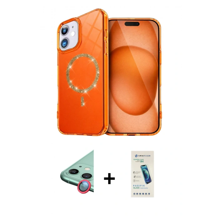 MARSİLYAN™- iPhone 11 Kılıf Kıvılcım Form Prime - Şeffaf Pasifik Cam Ekran Koruyucu + Raze Metal Kamera Lens - KI