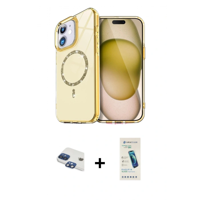 MARSİLYAN™- iPhone 11 Kılıf Kıvılcım Form Prime - Şeffaf Pasifik Cam Ekran Koruyucu + Pers Alüminyum Kamera Lens - LT