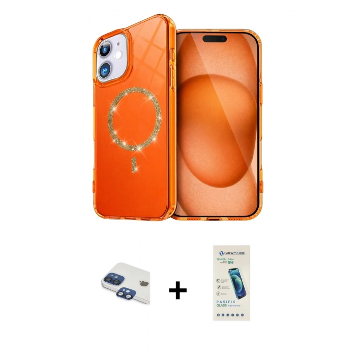 MARSİLYAN™- iPhone 11 Kılıf Kıvılcım Form Prime - Şeffaf Pasifik Cam Ekran Koruyucu + Pers Alüminyum Kamera Lens - LT