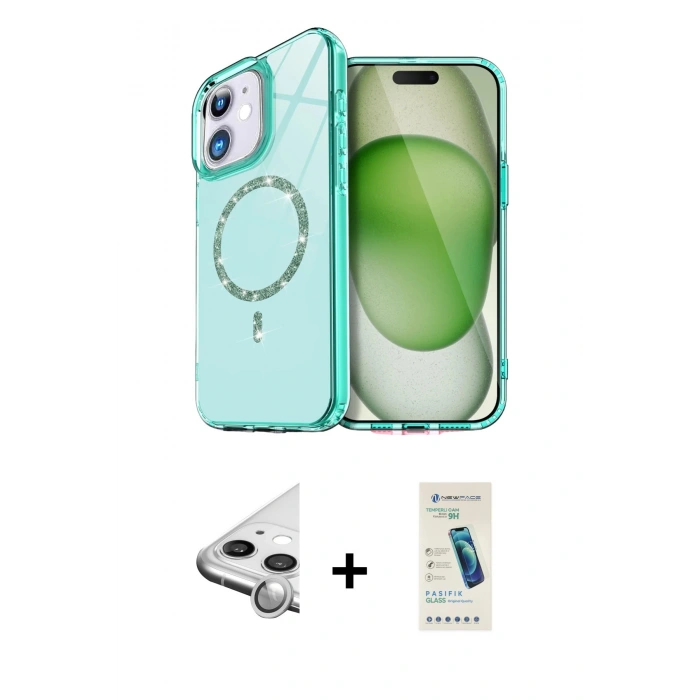 MARSİLYAN™- iPhone 11 Kılıf Kıvılcım Form Prime - Şeffaf Pasifik Cam Ekran Koruyucu + Raze Metal Kamera Lens - GS