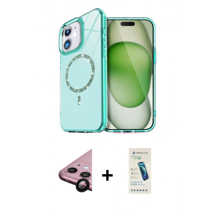 MARSİLYAN™- iPhone 11 Kılıf Kıvılcım Form Prime - Şeffaf Pasifik Cam Ekran Koruyucu + Raze Metal Kamera Lens - SH