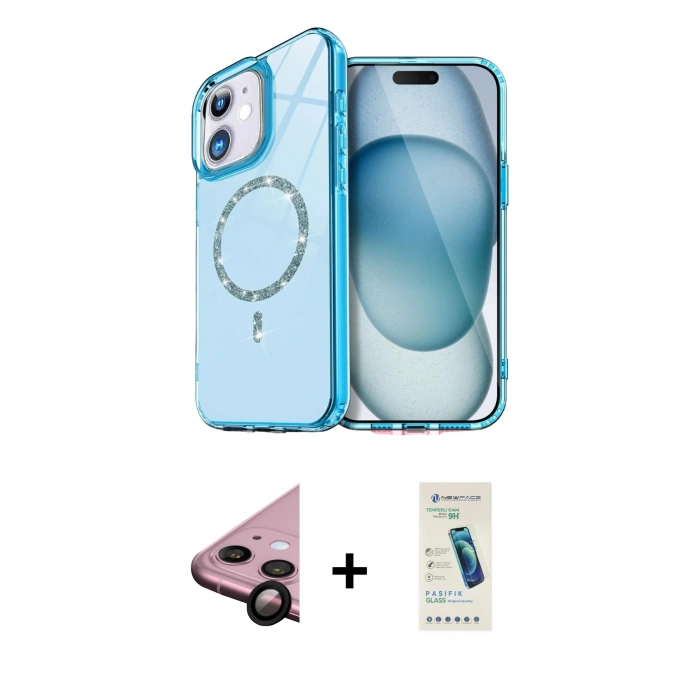 MARSİLYAN™- iPhone 11 Kılıf Kıvılcım Form Prime - Şeffaf Pasifik Cam Ekran Koruyucu + Raze Metal Kamera Lens - SH