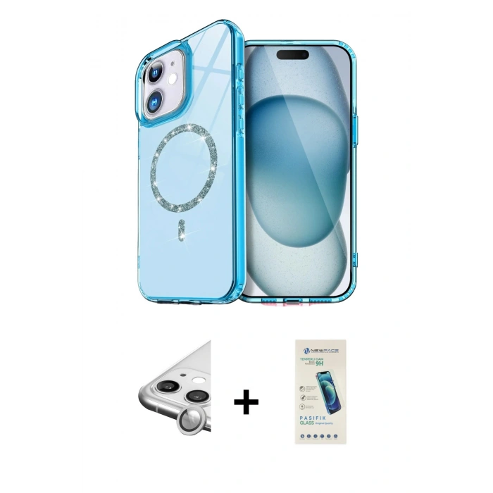 MARSİLYAN™- iPhone 11 Kılıf Kıvılcım Form Prime - Şeffaf Pasifik Cam Ekran Koruyucu + Raze Metal Kamera Lens - GS