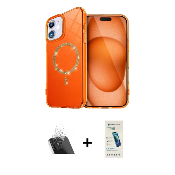 MARSİLYAN™- iPhone 11 Kılıf Kıvılcım Form Prime - Şeffaf Pasifik Cam Ekran Koruyucu + Kamera Lens Koruma Cam - SF