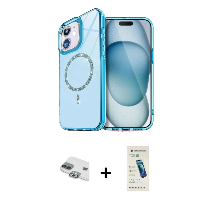 MARSİLYAN™- iPhone 11 Kılıf Kıvılcım Form Prime - Şeffaf Pasifik Cam Ekran Koruyucu + Pers Alüminyum Kamera Lens - YL