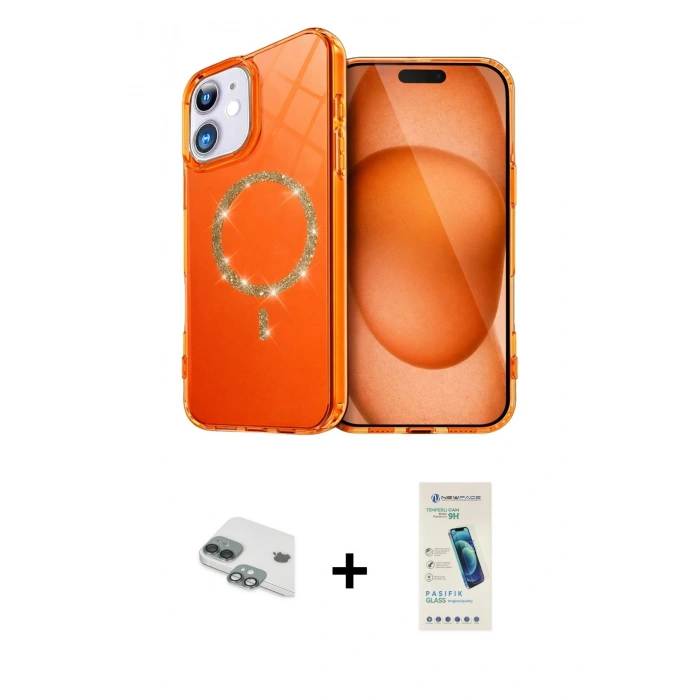 MARSİLYAN™- iPhone 11 Kılıf Kıvılcım Form Prime - Şeffaf Pasifik Cam Ekran Koruyucu + Pers Alüminyum Kamera Lens - YL
