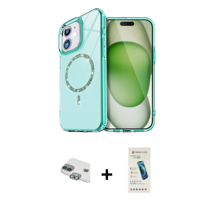 MARSİLYAN™- iPhone 11 Kılıf Kıvılcım Form Prime - Şeffaf Pasifik Cam Ekran Koruyucu + Pers Alüminyum Kamera Lens - YL