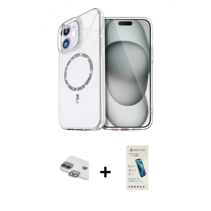 MARSİLYAN™- iPhone 11 Kılıf Kıvılcım Form Prime - Şeffaf Pasifik Cam Ekran Koruyucu + Pers Alüminyum Kamera Lens - YL