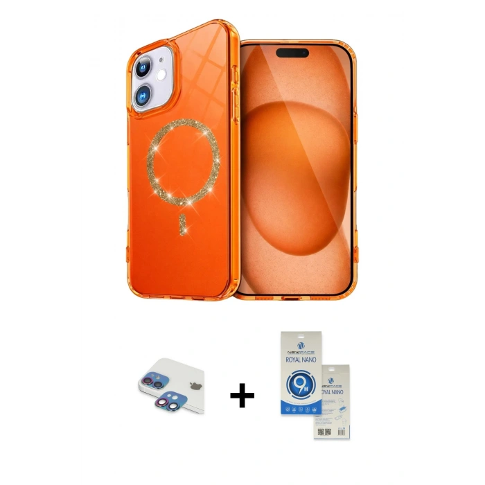 MARSİLYAN™- iPhone 11 Kılıf Kıvılcım Form Prime - Şeffaf Royal Nano Ekran Koruyucu + Pers Alüminyum Kamera Lens - GI