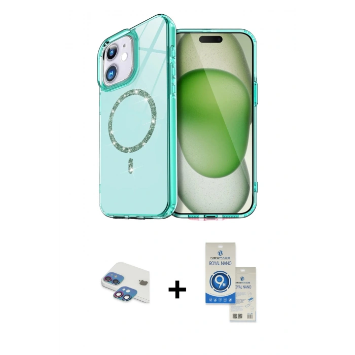MARSİLYAN™- iPhone 11 Kılıf Kıvılcım Form Prime - Şeffaf Royal Nano Ekran Koruyucu + Pers Alüminyum Kamera Lens - GI