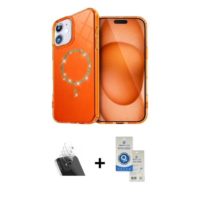 MARSİLYAN™- iPhone 11 Kılıf Kıvılcım Form Prime - Şeffaf Royal Nano Ekran Koruyucu + Kamera Lens Koruma Cam - SF