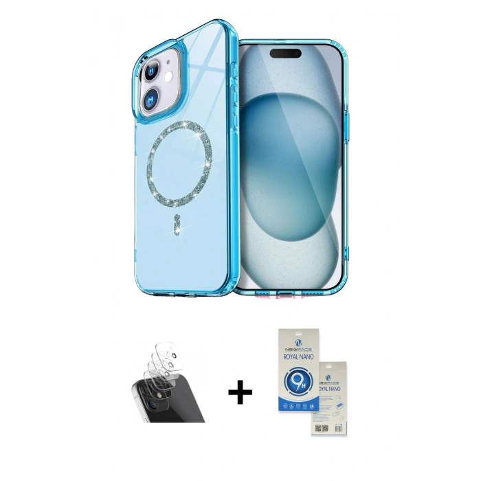 MARSİLYAN™- iPhone 11 Kılıf Kıvılcım Form Prime - Şeffaf Royal Nano Ekran Koruyucu + Kamera Lens Koruma Cam - SF