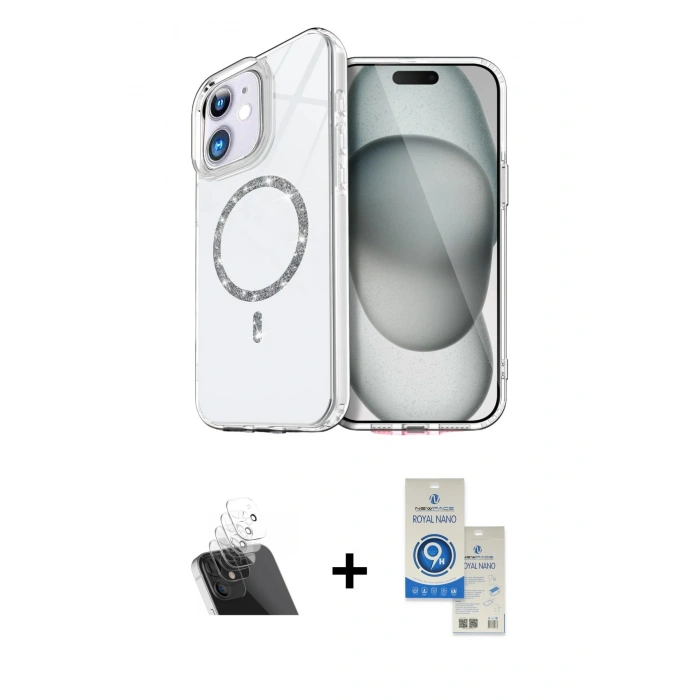 MARSİLYAN™- iPhone 11 Kılıf Kıvılcım Form Prime - Şeffaf Royal Nano Ekran Koruyucu + Kamera Lens Koruma Cam - SF