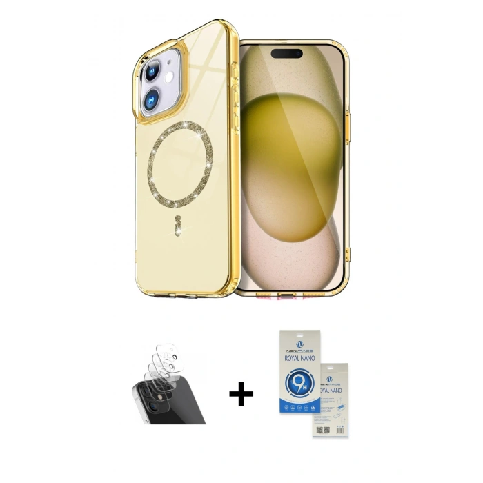 MARSİLYAN™- iPhone 11 Kılıf Kıvılcım Form Prime - Şeffaf Royal Nano Ekran Koruyucu + Kamera Lens Koruma Cam - SF