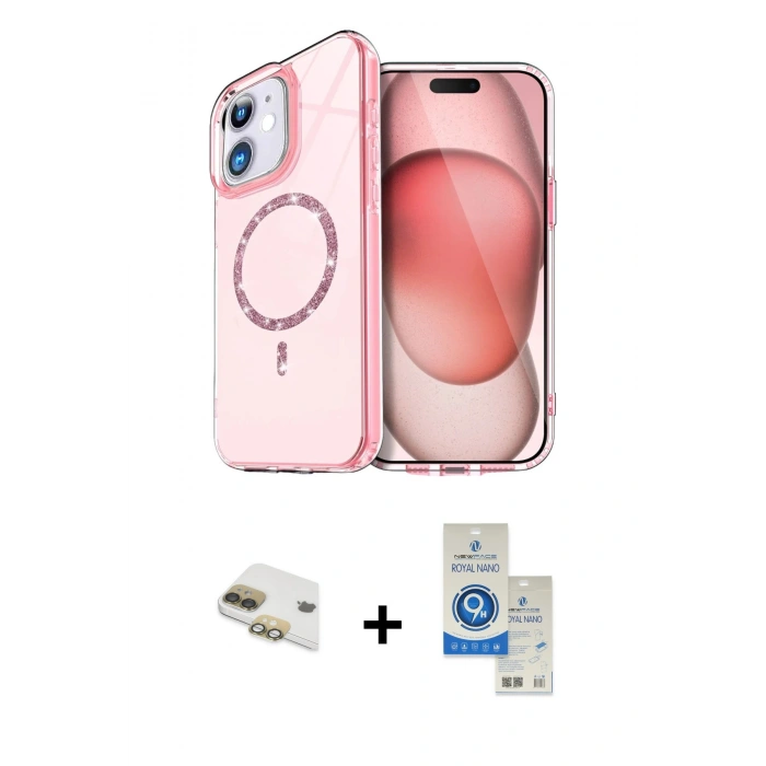 MARSİLYAN™- iPhone 11 Kılıf Kıvılcım Form Prime - Şeffaf Royal Nano Ekran Koruyucu + Pers Alüminyum Kamera Lens - GD
