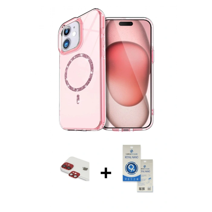 MARSİLYAN™- iPhone 11 Kılıf Kıvılcım Form Prime - Şeffaf Royal Nano Ekran Koruyucu + Pers Alüminyum Kamera Lens - KI