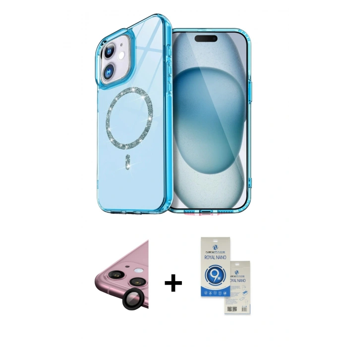 MARSİLYAN™- iPhone 11 Kılıf Kıvılcım Form Prime - Şeffaf Royal Nano Ekran Koruyucu + Raze Metal Kamera Lens - SH