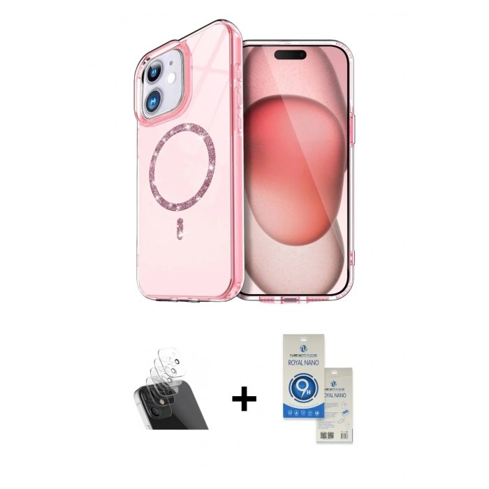 MARSİLYAN™- iPhone 11 Kılıf Kıvılcım Form Prime - Şeffaf Royal Nano Ekran Koruyucu + Kamera Lens Koruma Cam - SF