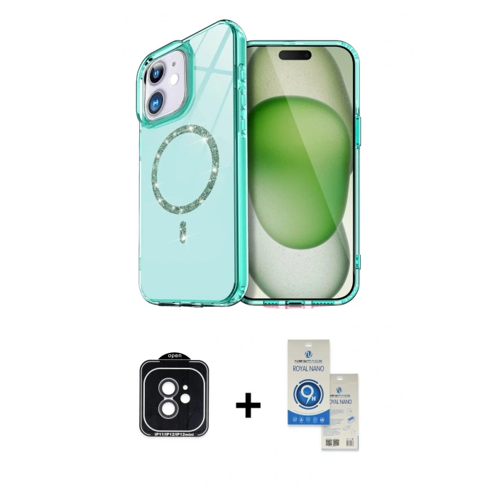 MARSİLYAN™- iPhone 11 Kılıf Kıvılcım Form Prime - Şeffaf Royal Nano Ekran Koruyucu + PVD Metal Kamera Lens - SH