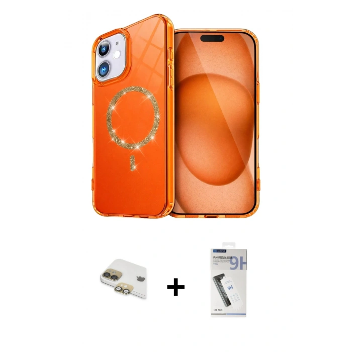 MARSİLYAN™- iPhone 11 Kılıf Kıvılcım Form Prime - Şeffaf Uv Polymer Nano Ekran Koruyucu + Pers Alüminyum Kamera Lens - GD