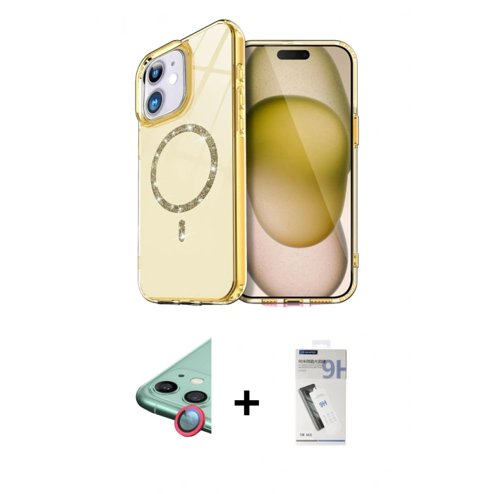 MARSİLYAN™- iPhone 11 Kılıf Kıvılcım Form Prime - Şeffaf Uv Polymer Nano Ekran Koruyucu + Raze Metal Kamera Lens - KI