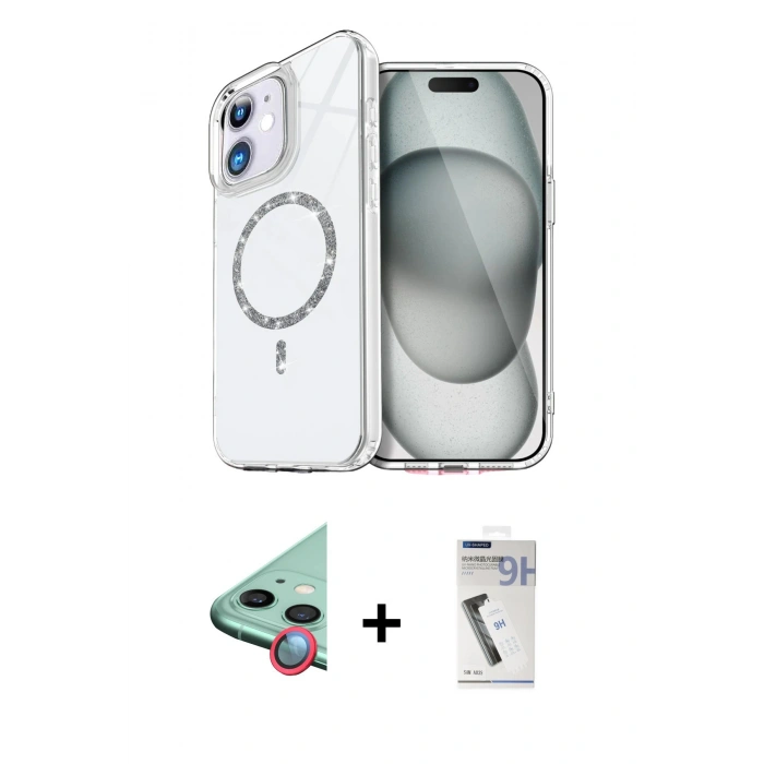 MARSİLYAN™- iPhone 11 Kılıf Kıvılcım Form Prime - Şeffaf Uv Polymer Nano Ekran Koruyucu + Raze Metal Kamera Lens - KI