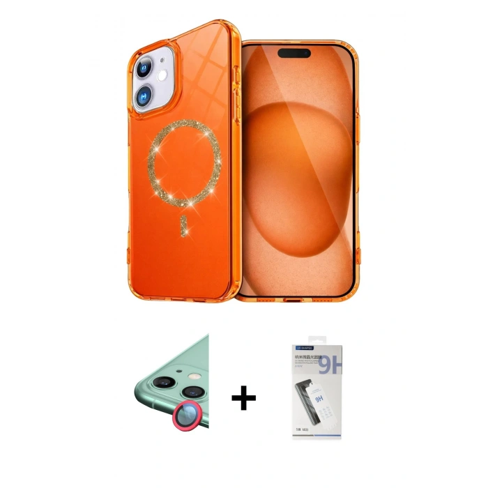 MARSİLYAN™- iPhone 11 Kılıf Kıvılcım Form Prime - Şeffaf Uv Polymer Nano Ekran Koruyucu + Raze Metal Kamera Lens - KI