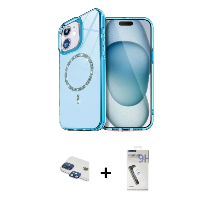 MARSİLYAN™- iPhone 11 Kılıf Kıvılcım Form Prime - Şeffaf Uv Polymer Nano Ekran Koruyucu + Pers Alüminyum Kamera Lens - LT