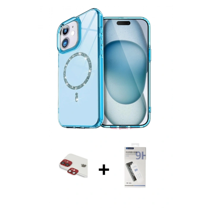 MARSİLYAN™- iPhone 11 Kılıf Kıvılcım Form Prime - Şeffaf Uv Polymer Nano Ekran Koruyucu + Pers Alüminyum Kamera Lens - KI